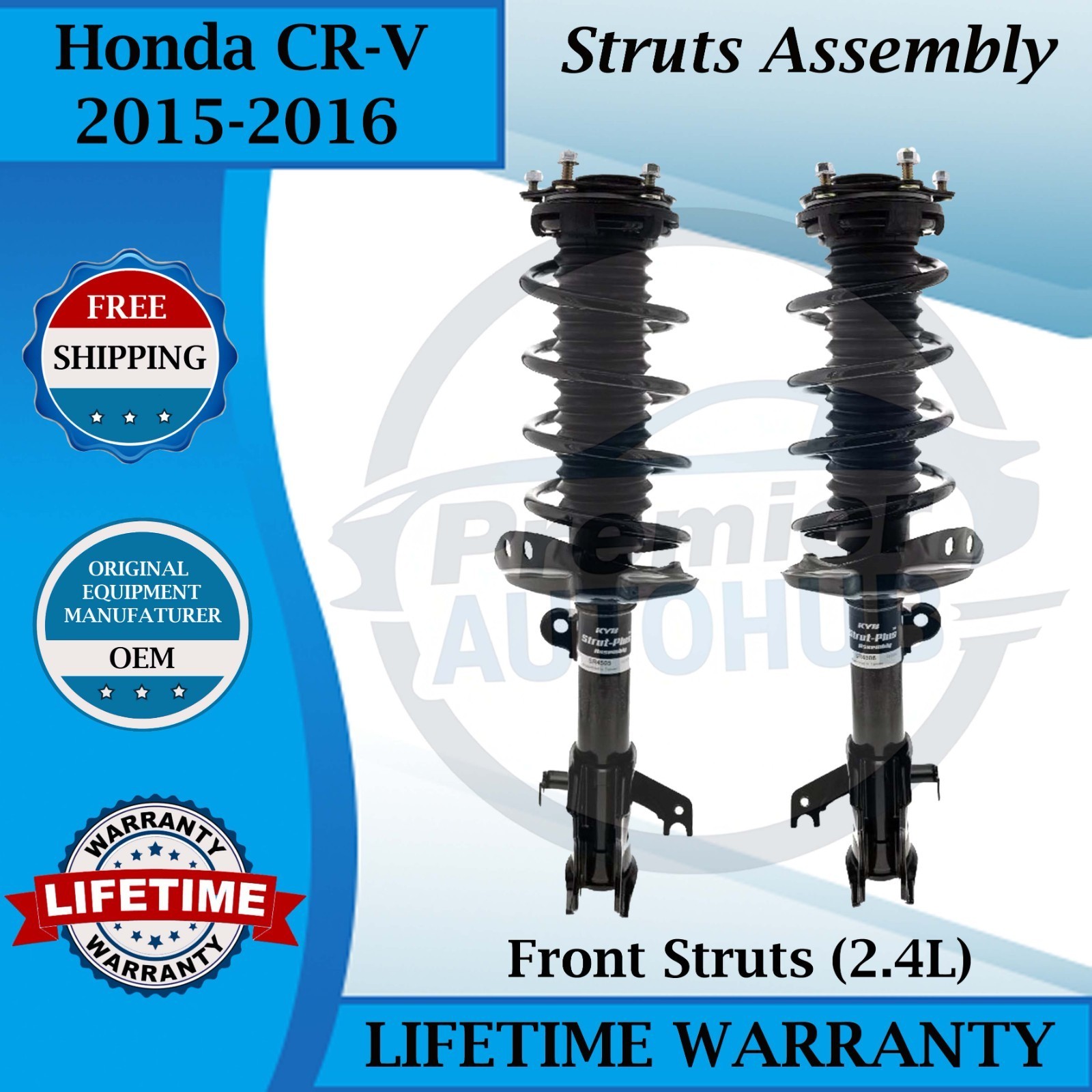 KYB OEM Front Left & Right Struts Assembly 2015-2016 Honda CR-V 10 Year Warranty