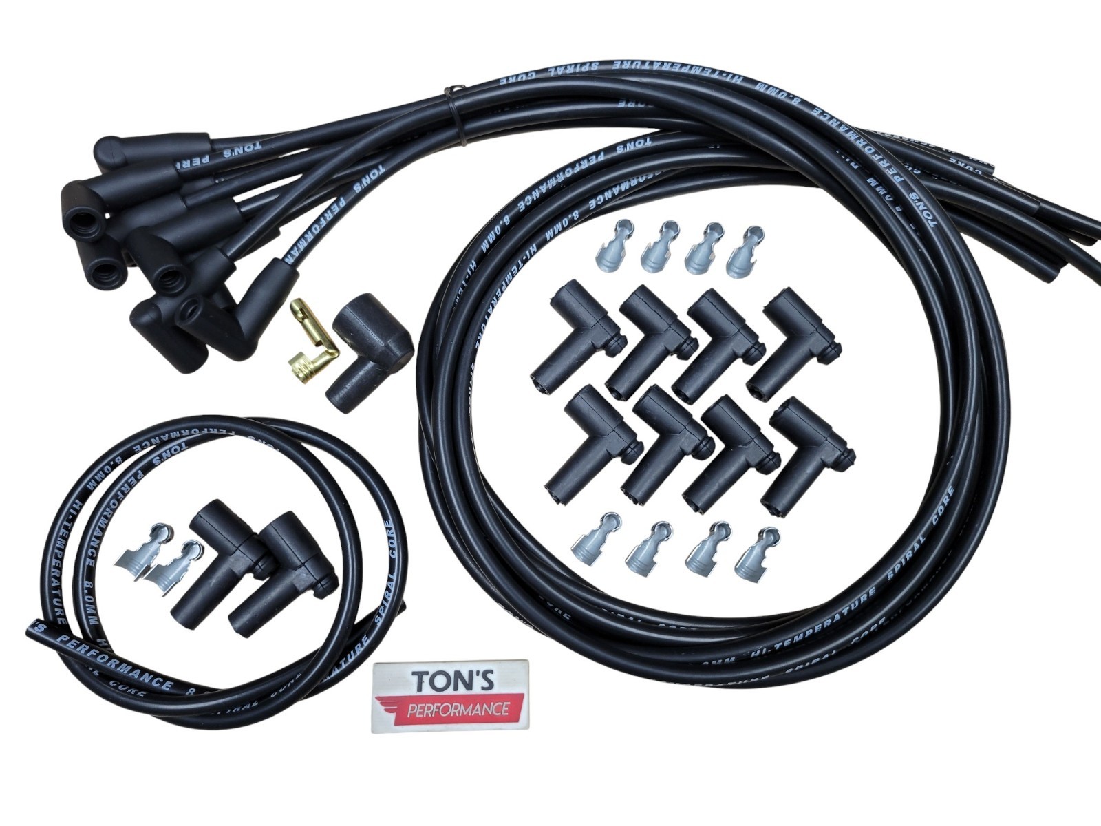 Ton\'s 90* 8mm Silicone Spark Plug Wires Universal Chevy GM HEI distributor