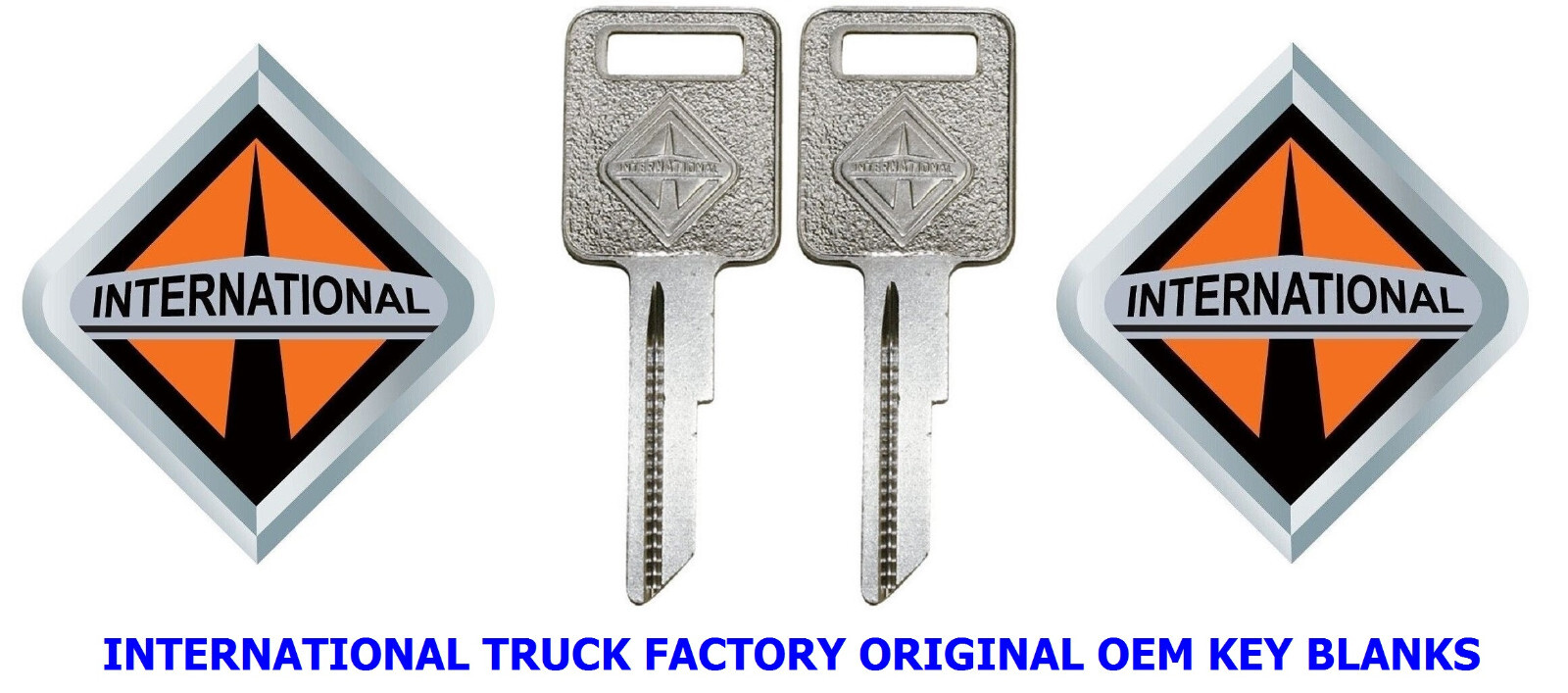 OEM 2 ORIGINAL INTERNATIONAL TRUCK FACTORY KEY BLANKS WHITE LOGO.