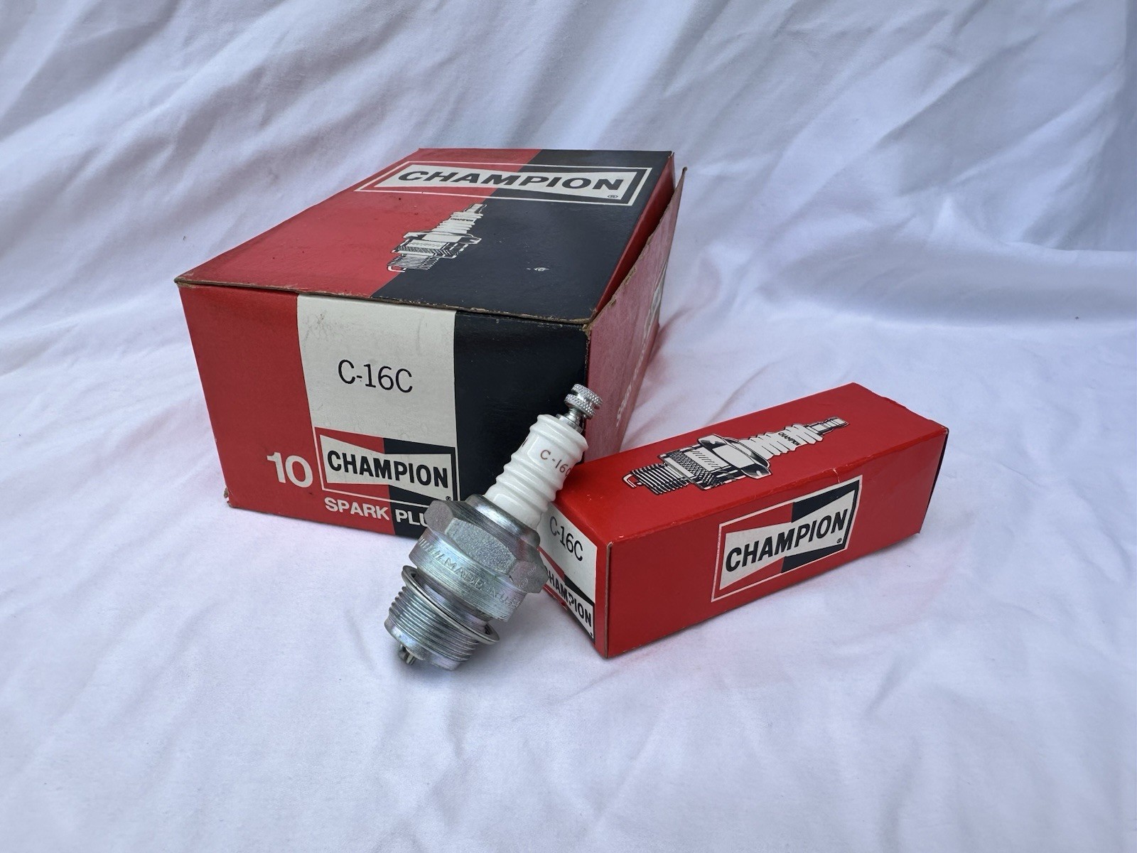 NOS Vintage Champion C-16C C16C Spark Plugs Lot of 10 Made in USA Original Boxes