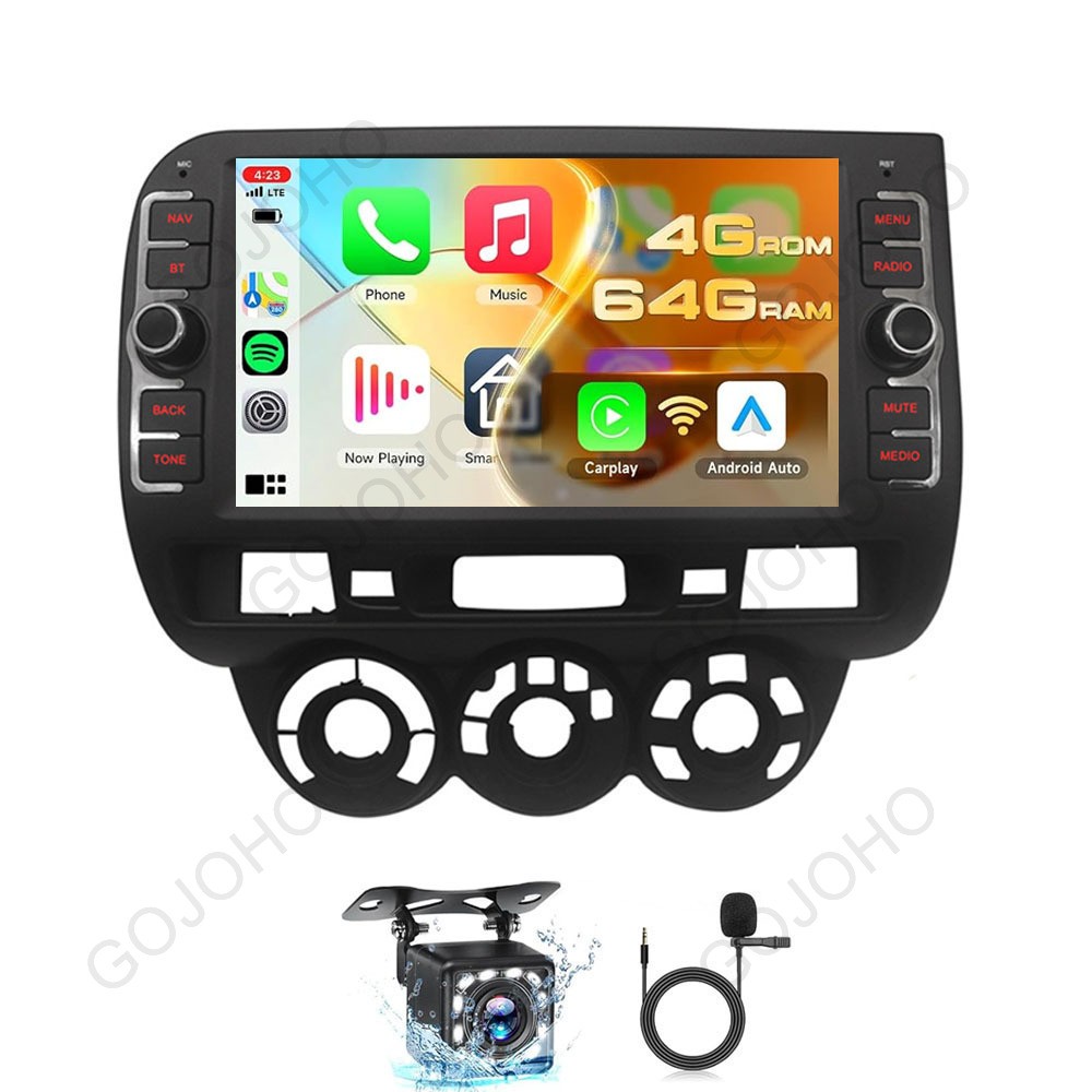 Apple CarPlay 4+64GB For Honda Fit Jazz 2004-2007 Android 15 Stereo Touch Screen