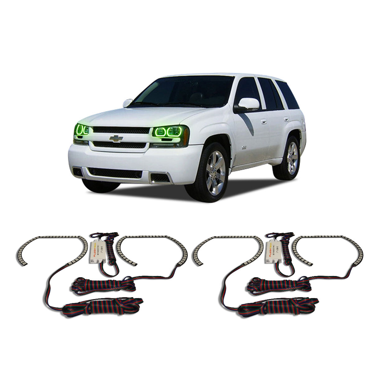 Bright Green Angel Eye Headlight Halo kit for Chevrolet Trailblazer 02-09