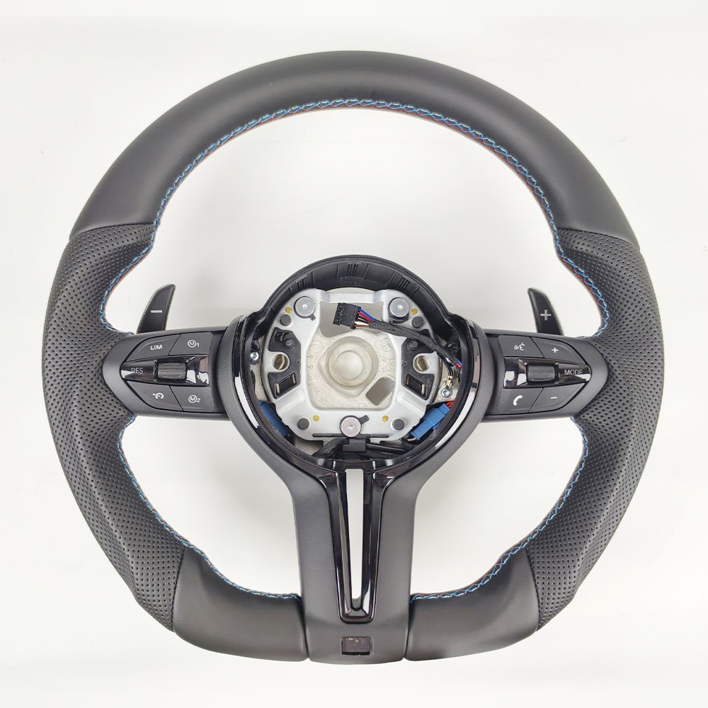 Fit For BMW F10 F11 F07 F06 F12 F01 M5 F91 Leather M Sport Steering Wheel Black