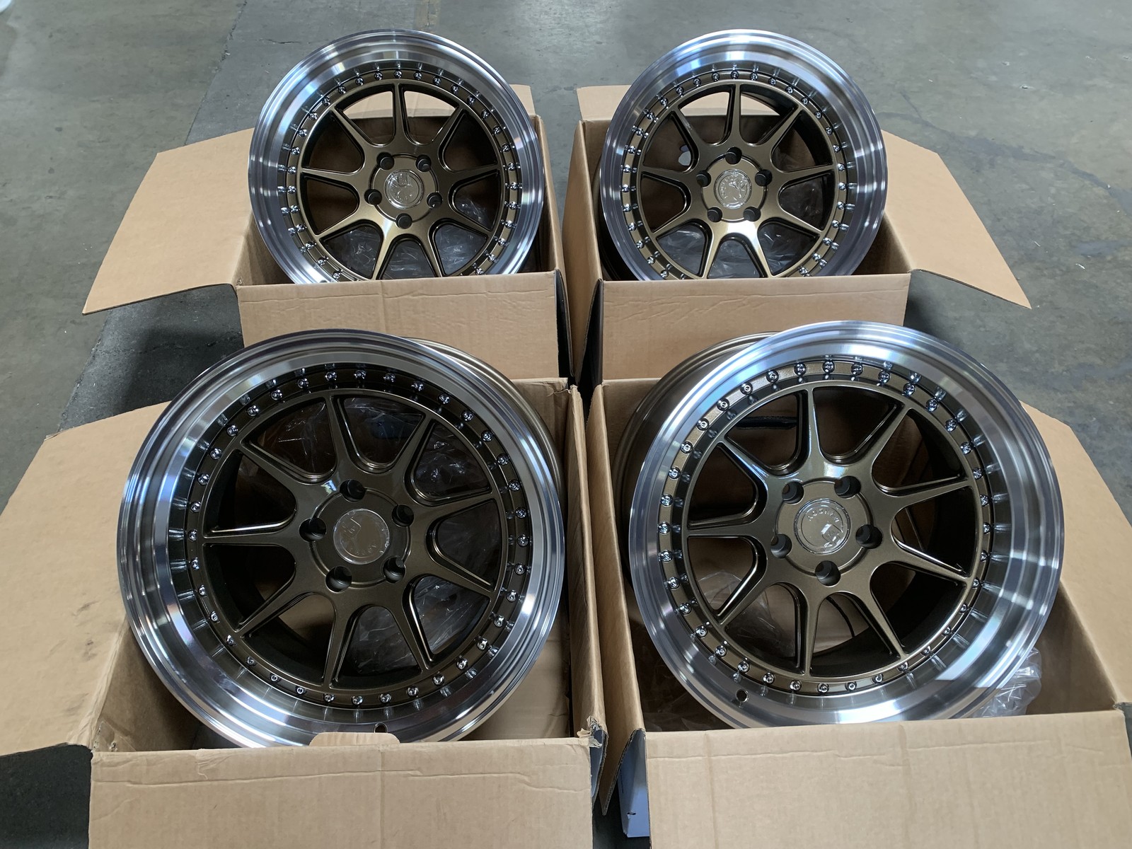 18x10.5  +15  |  Aodhan DS-X  5x114.3 Bronze w/ Machined Lip  Wheels  (Used Set)