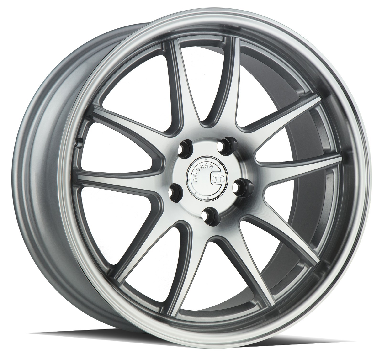 Set(4) AODHAN Staggered Ds02 18x9.5/10.5 5x114.3 +15/22 Silver Machined Face