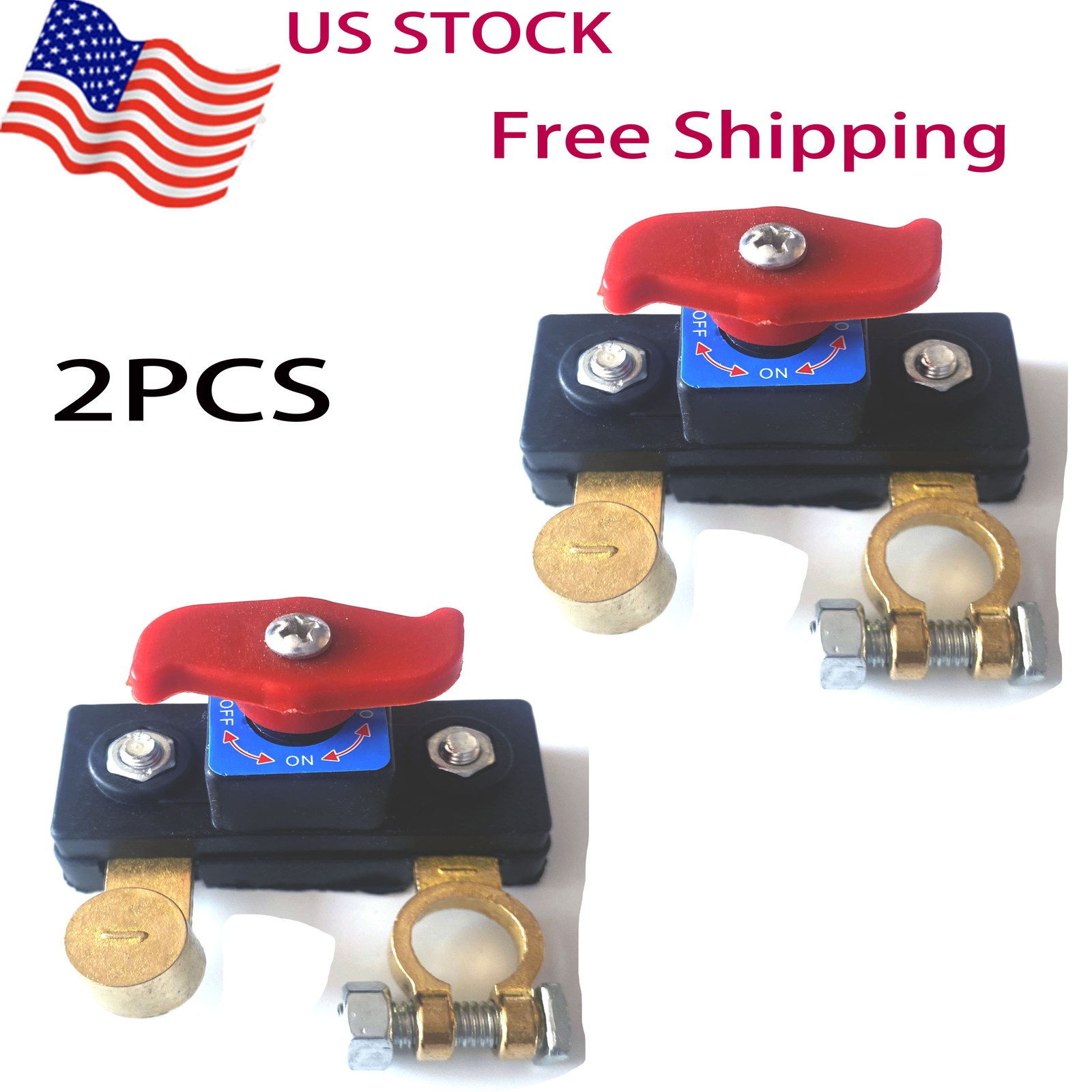 2Pc 12V 24V Battery Disconnect Terminal Switch Kill Isolator Cut Off for Car RV