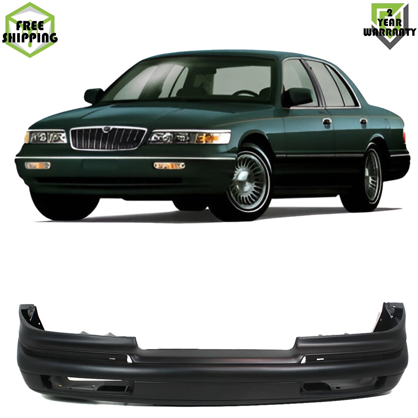 Front Bumper Cover Primed Plastic For 1992-1994 Mercury Grand Marquis