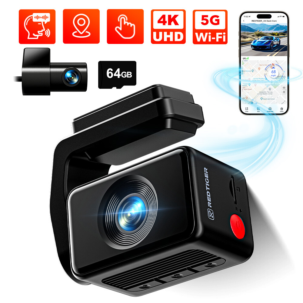 REDTIGER A4 5.8GHz WiFi  Dash Cam 4K Front and Rear Dash Camera ,2