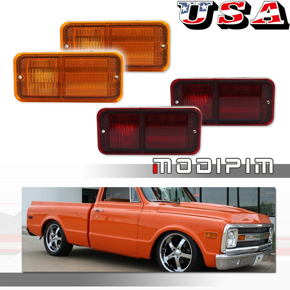 4PC Front & Rear Side Marker Light Lamp Assemblies For 68-72 Chevy GMC C/K Truck 4PC Front & Rear Side Marker Light Lamp Assemblies For 68-72 Chevy GMC C/K Truck