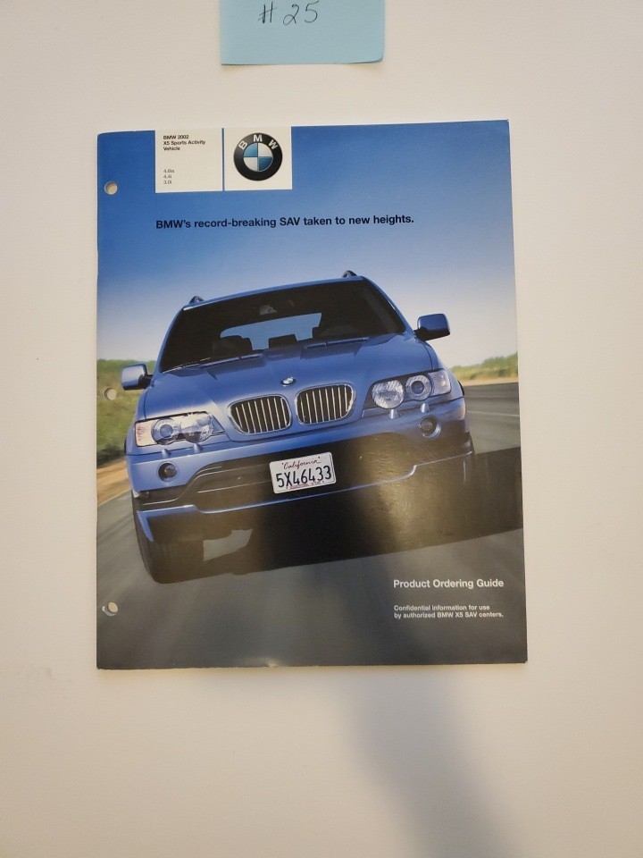 2002 BMW X5 Sports  Activity Vehicle Product Ordering Guide