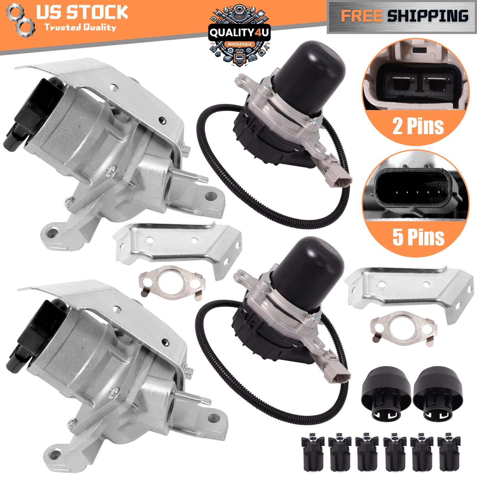 For 07-09 Toyota  2Pcs Secondary Air Injection Check Valve & 2X  Pump 2571050031