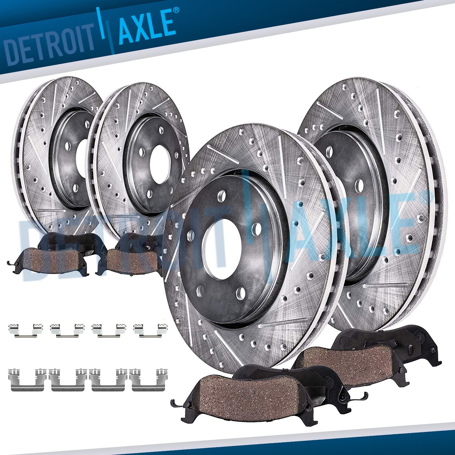 8pc Front Rear Drilled Disc Rotors Brake Pads for 300 Charger Challenger Magnum