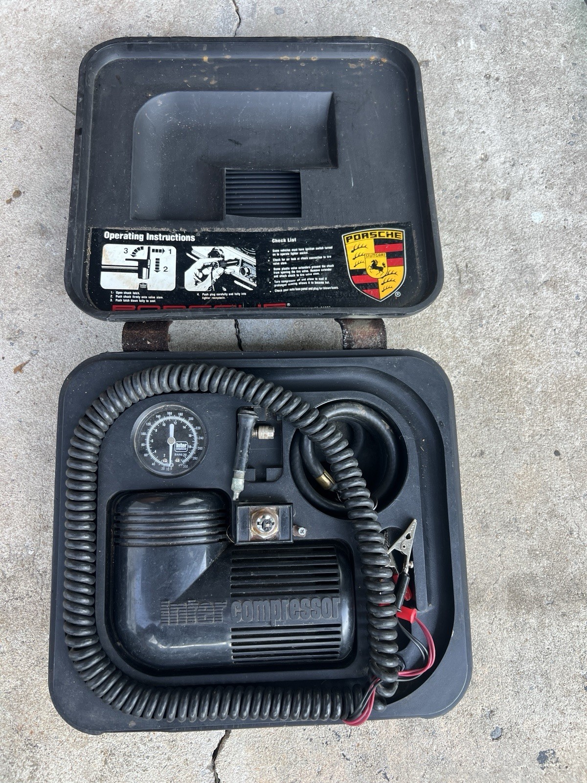 Vintage 1985 Porsche 911 Inter Compressor Tire Inflator  Case Kit OEM