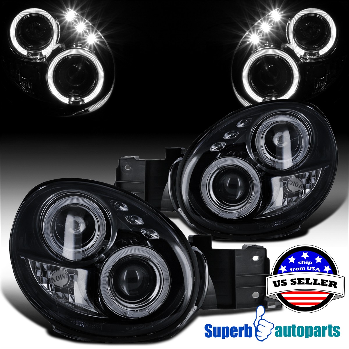 Fits 2002-2003 Impreza WRX RS Dual Halo Projector Headlights Glossy Black Fits 2002-2003 Impreza WRX RS Dual Halo Projector Headlights Glossy Black