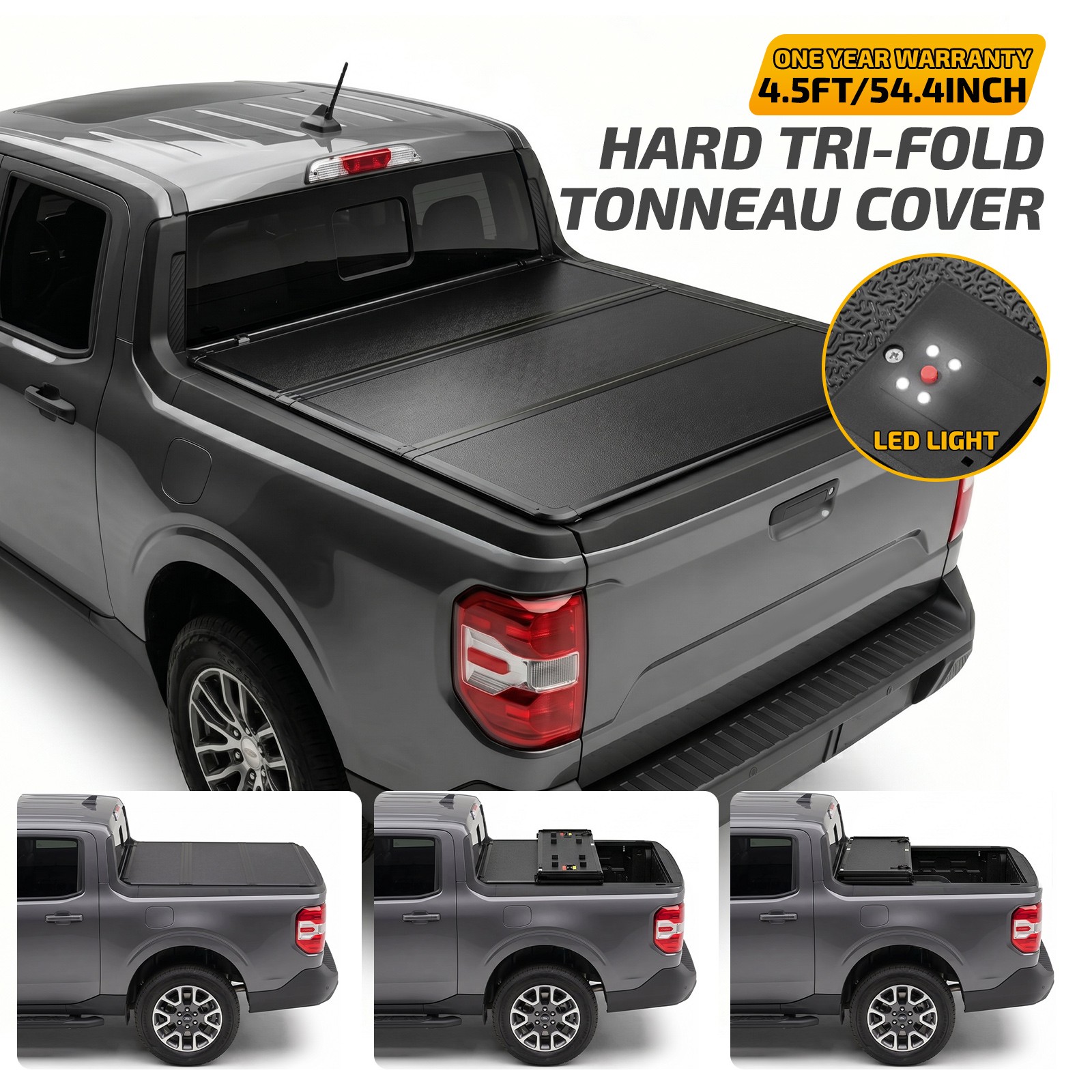4.5/4.6FT Folding Hard Truck Bed Cover Secure Fits 2022-2026 Ford Maverick