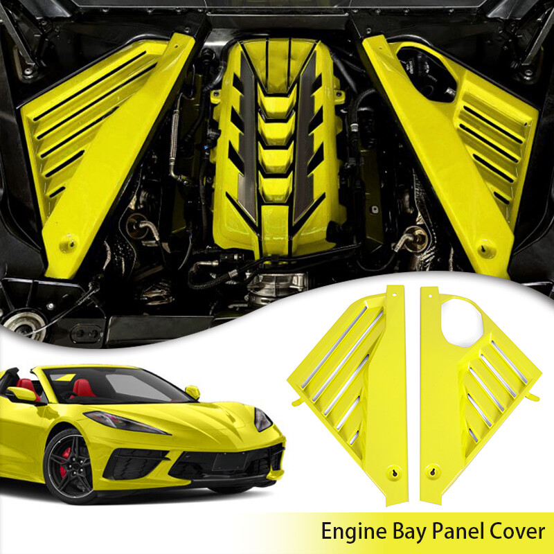 2PCS Yellow Engine Bay Panel Covers Plate ABS For CORVETTE C8 Coupe 2020-2024 23