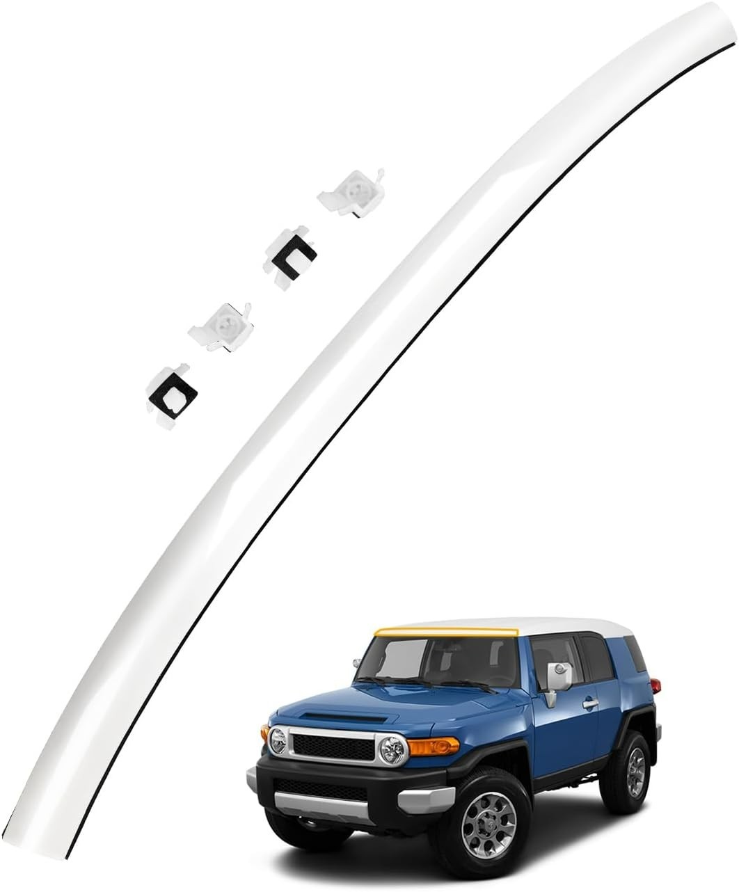 Top Windshield Molding, White, Front Upper Outside, Compatible with Toyota FJ...
