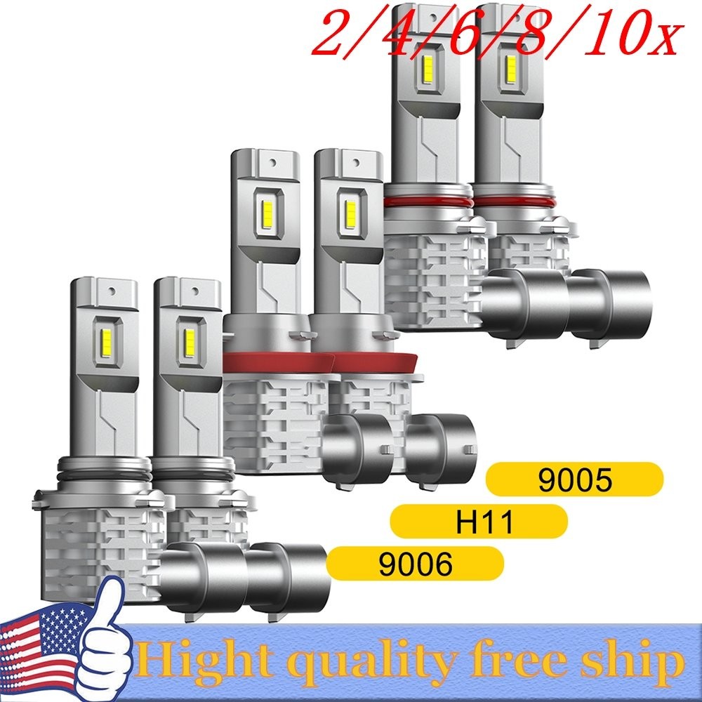 12/6X AUXITO Combo 9005 H8 9006 LED Headlight bulb High Low Beam White 80000LM