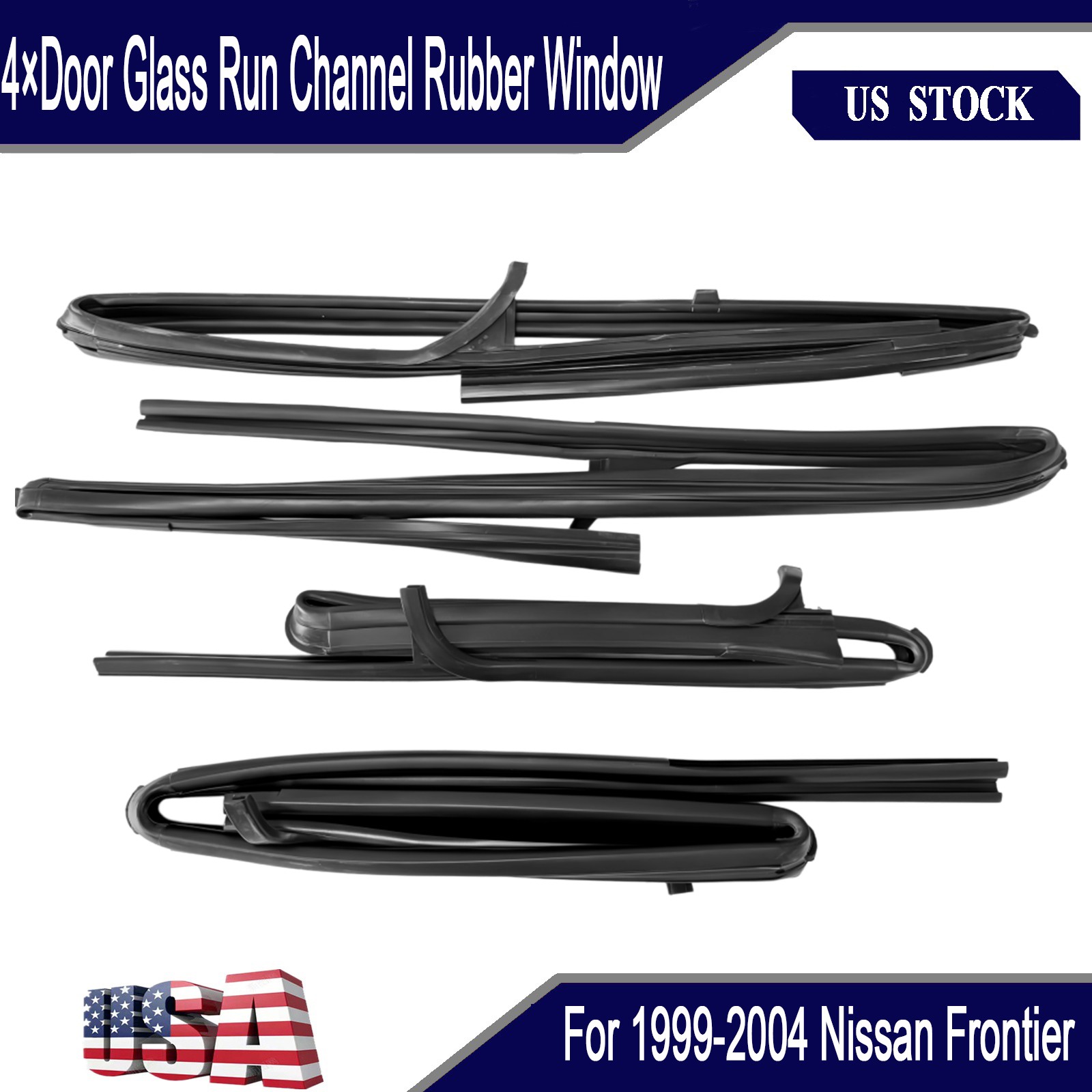 For 1999-04 Nissan Frontier D22 New 4x Window Felt Seal Glass Run Channel Rubber