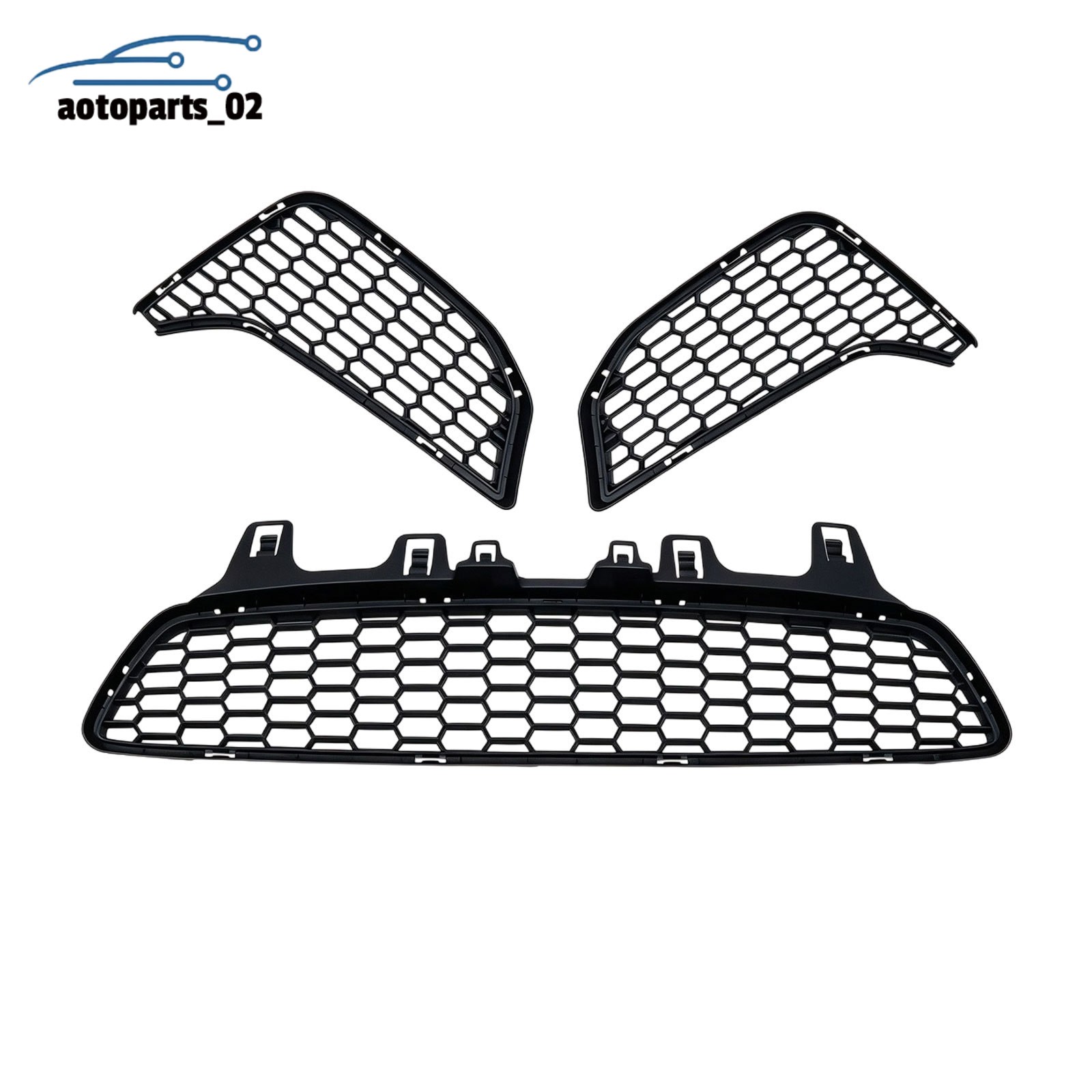 3x Fog Light Bezel Grill Front Bumper Center Mesh For BMW 3Ser M3 F80 M4 F82 F83