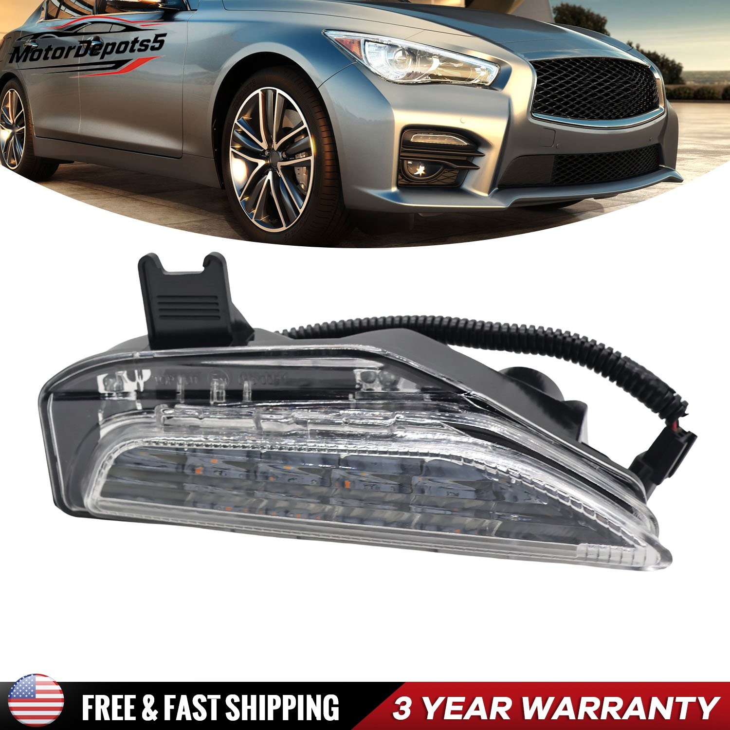Share RH Side For Infiniti Q50 Q50s 2014-2020 Front Right Turn Signal Fog Ligh