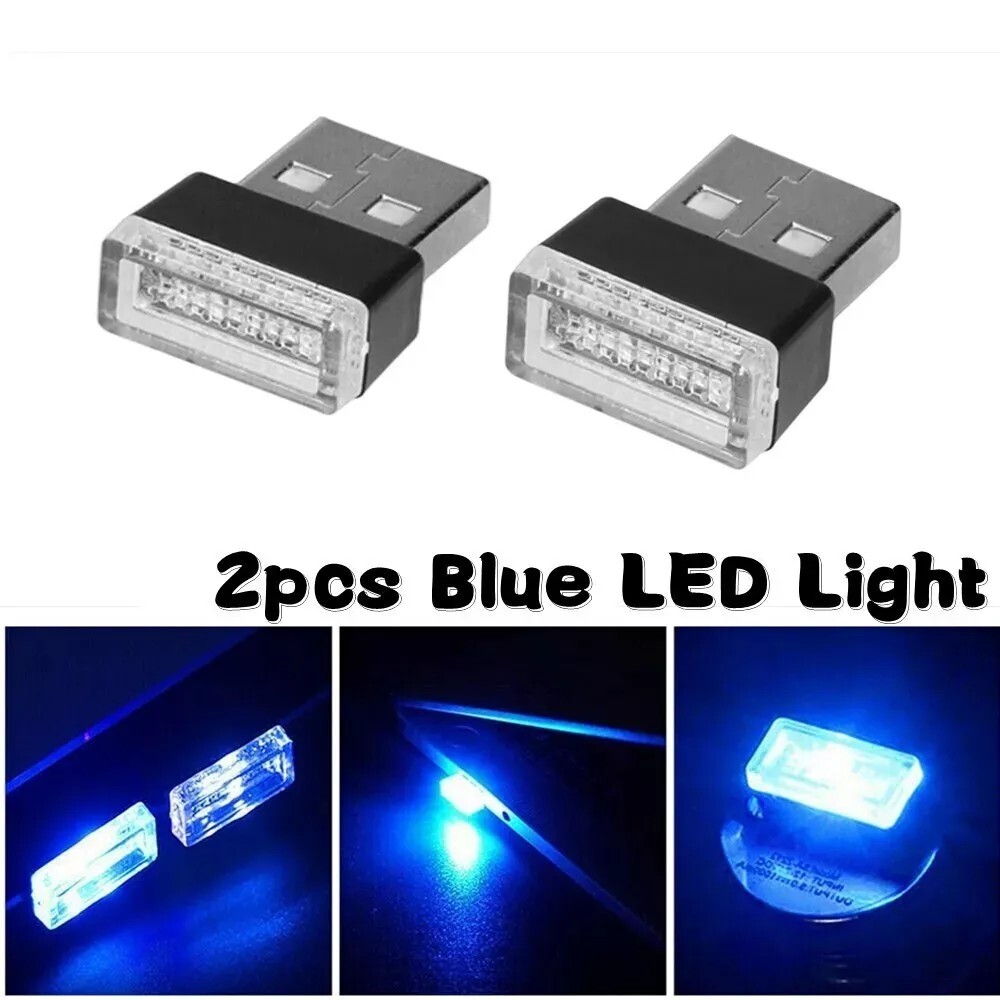 Blue 2 x Mini USB Car Atmosphere Lights LED Cigarette Lighter Decorative Lights Blue 2 x Mini USB Car Atmosphere Lights LED Cigarette Lighter Decorative Lights