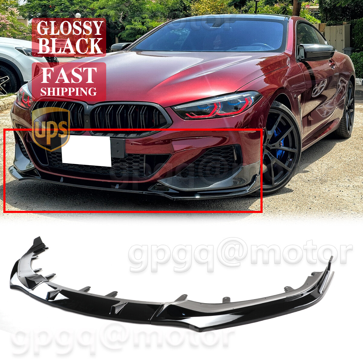 For BMW G14 G15 G16 840i M850i 2019-2023 GT Style Glossy Black Front Bumper Lip