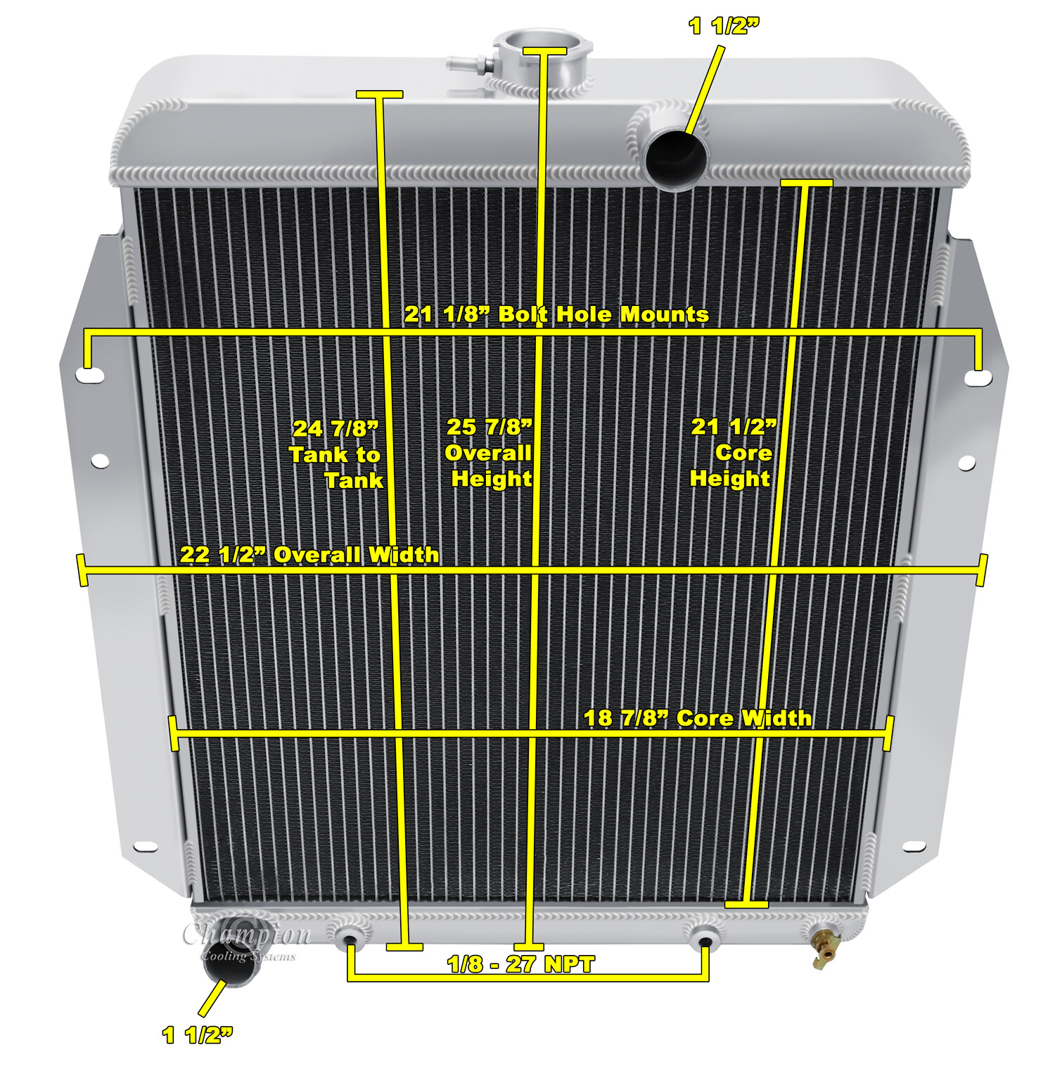 Kool Champion 3 Row All Aluminum Radiator for 1964 - 1970 Dodge A100 V8 Engine