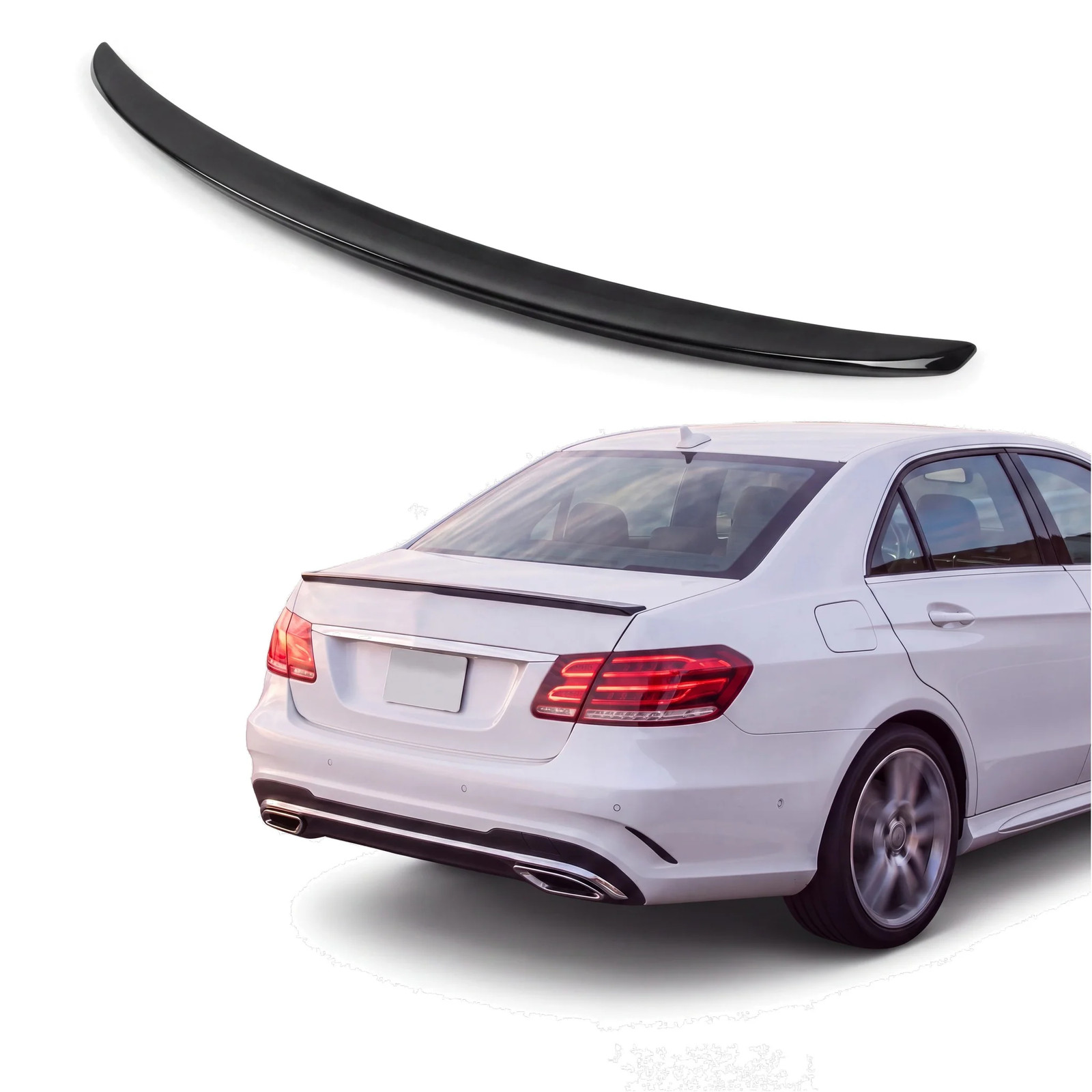 For Mercedes W212 E-Class 2010-2016 Sedan Rear Trunk Lip Spoiler Gloss Black ABS