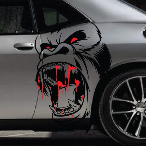 2x Gorilla King Kong Side Hood Decal Car Truck Vehicle Graphic Tailgate Pickup