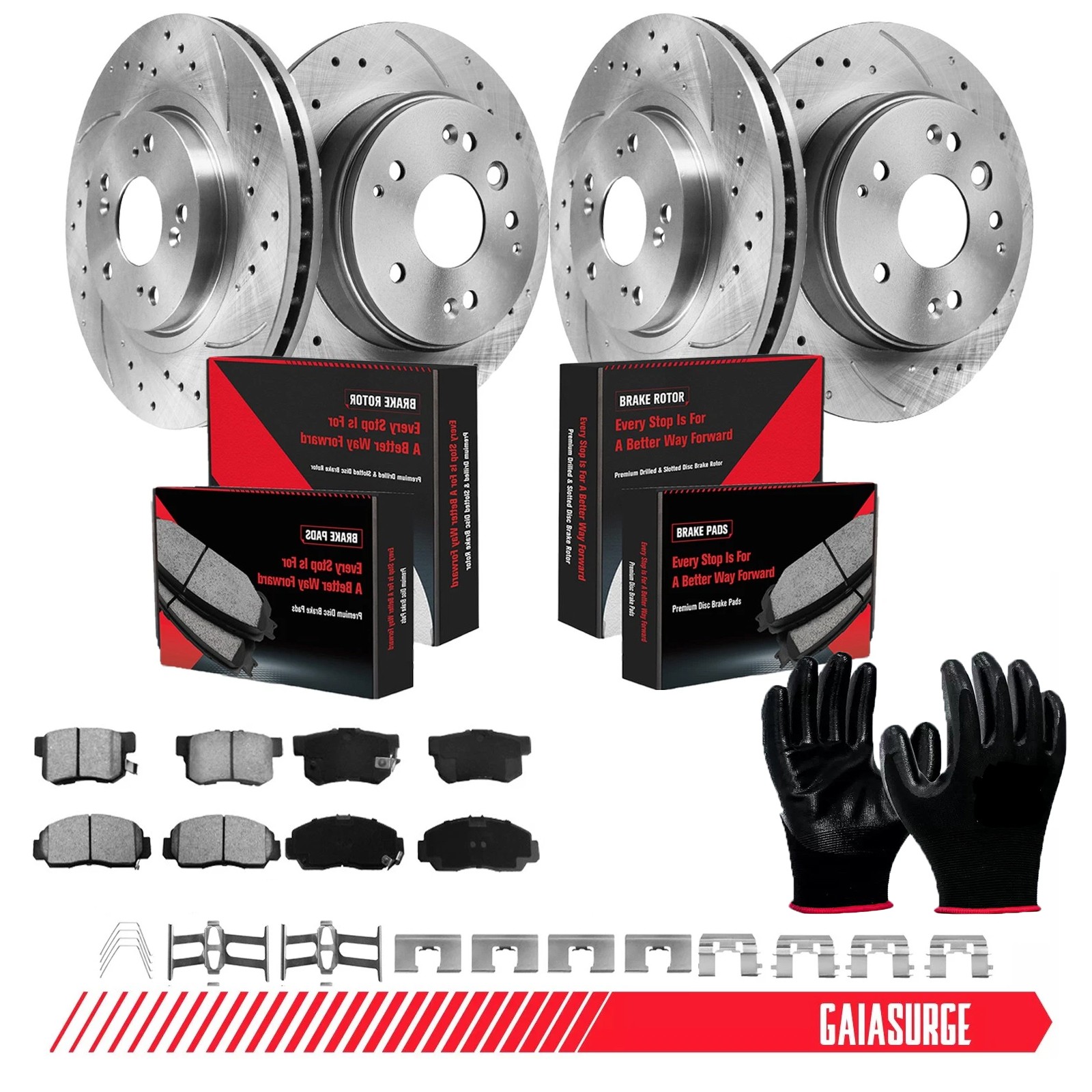 Front & Rear Drilled Brake Rotors + Pads for 2004 2005-2008 Acura TL Base 3.2L