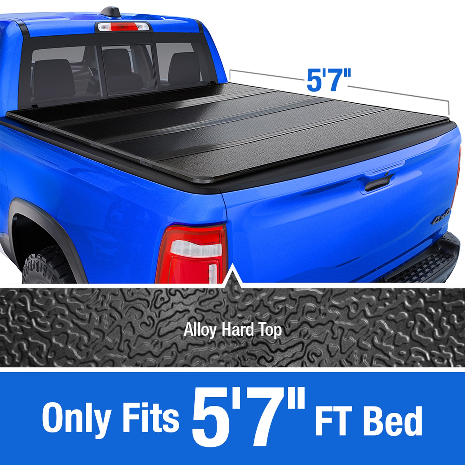 TYGER T5 Quad-Fold Alloy Hardtop Tonneau Cover for 19-26 Ram 1500 5\'7\