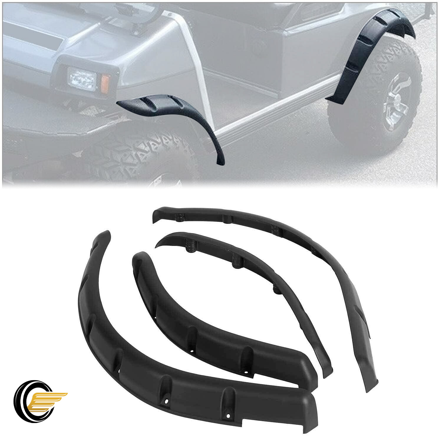 For Club Car DS Golf Cart Fender Flares Front & Rear W/ Stainless Steel Hardware For Club Car DS Golf Cart Fender Flares Front & Rear W/ Stainless Steel Hardware