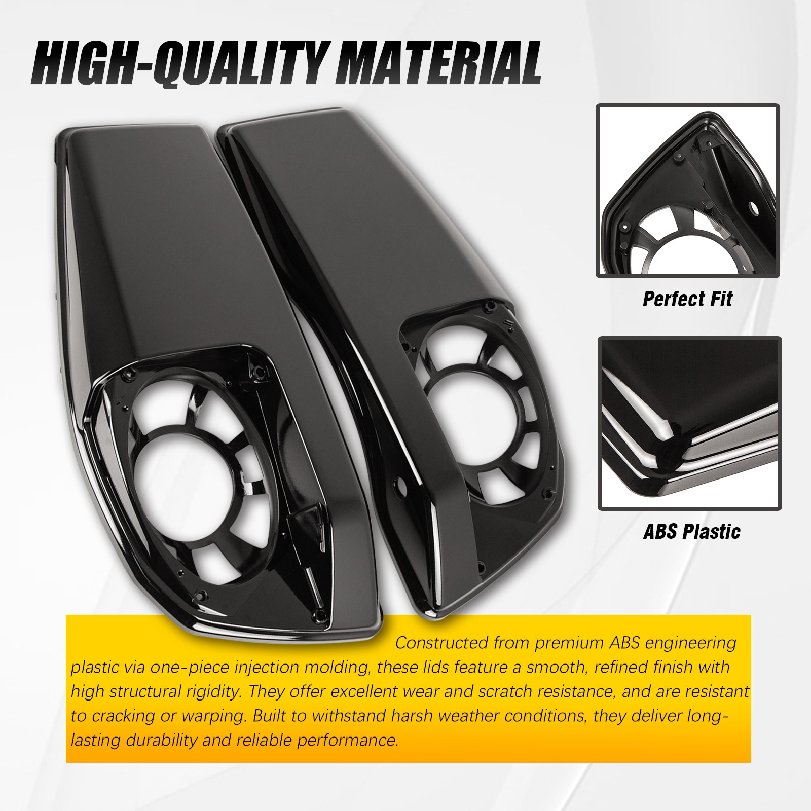 Pair 6x9 Vivid Black Speaker Saddlebag Lids for Harley CVO Touring 23-25 Pair 6x9 Vivid Black Speaker Saddlebag Lids for Harley CVO Touring 23-25