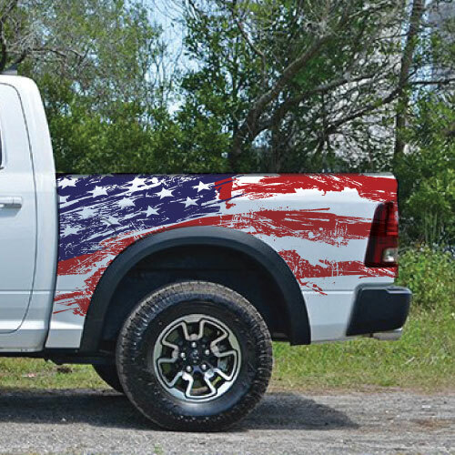 Distressed American Flag Truck Wrap Vinyl Bed Side Graphic Decal Tailgate DSPS