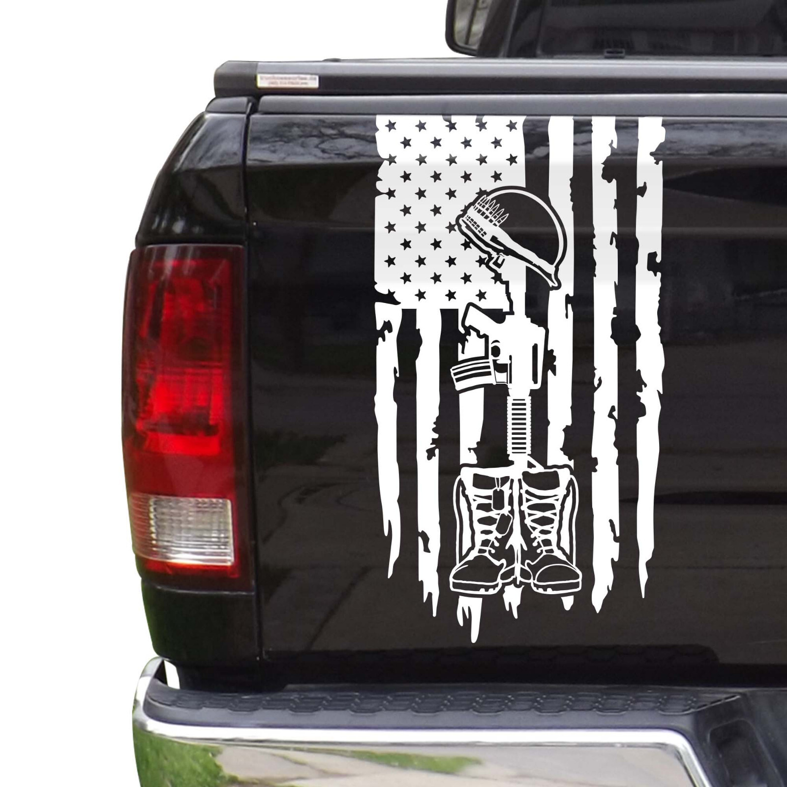 Battlefield Cross Fallen Soldier Veteran Boots Rifle Truck Tailgate Vinyl Decal
