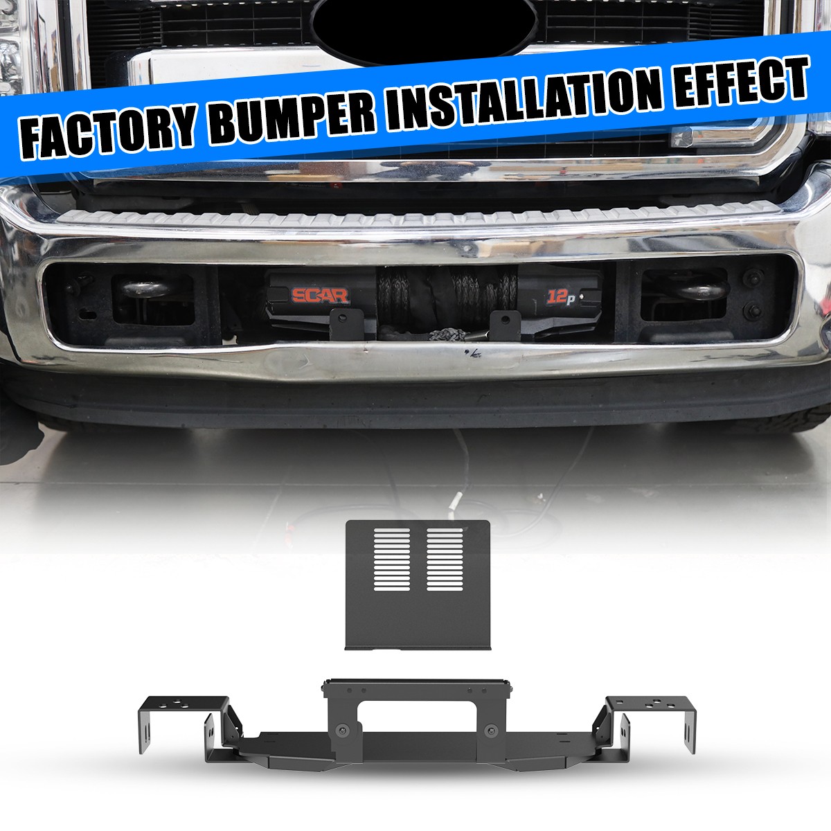 Black Heavy Duty For 11-16 Ford F250 F350 Steel Hidden Winch Mount Plate Bracket