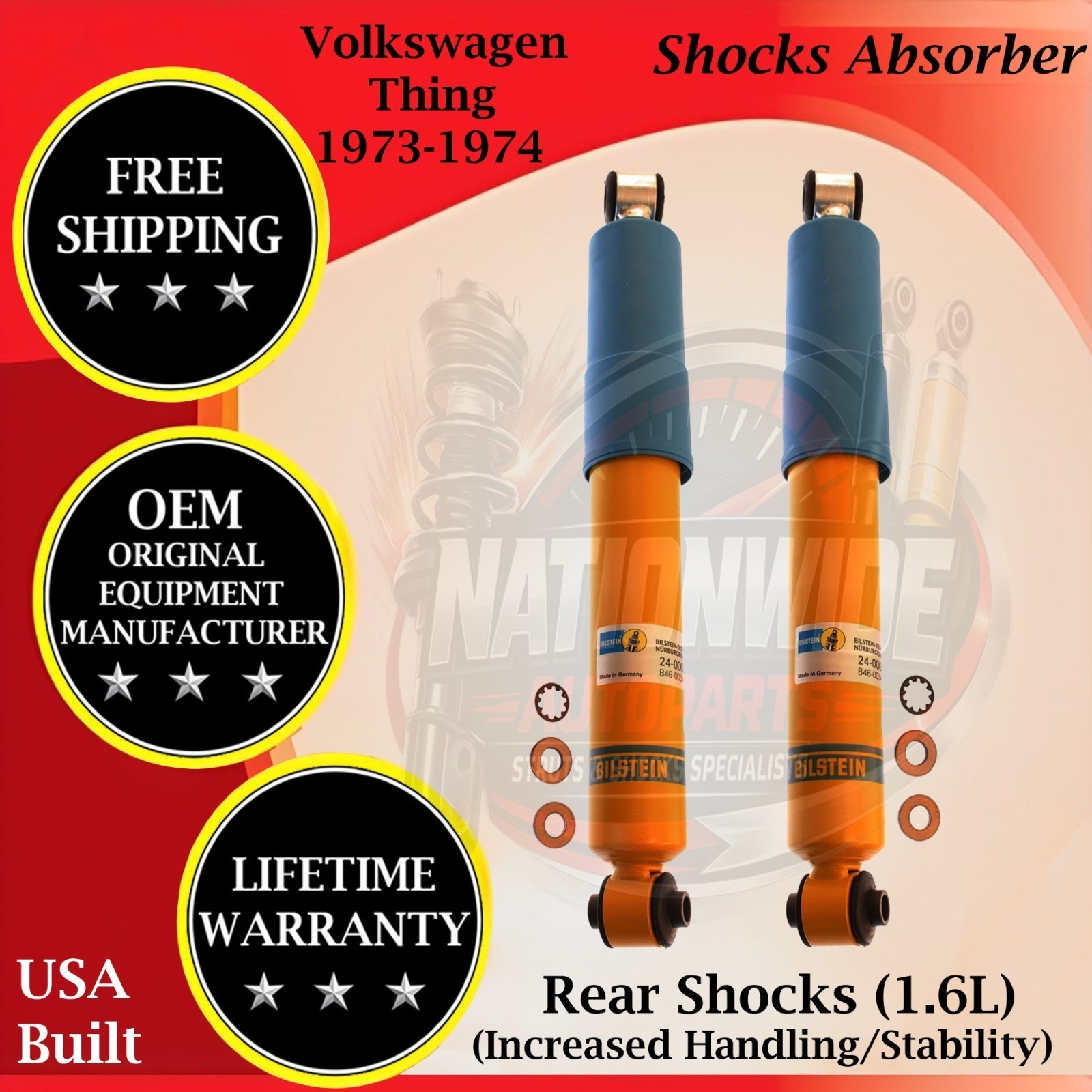 Bilstein OEM Rear Shocks For 1973-1974 Volkswagen Thing Lifetime Warranty