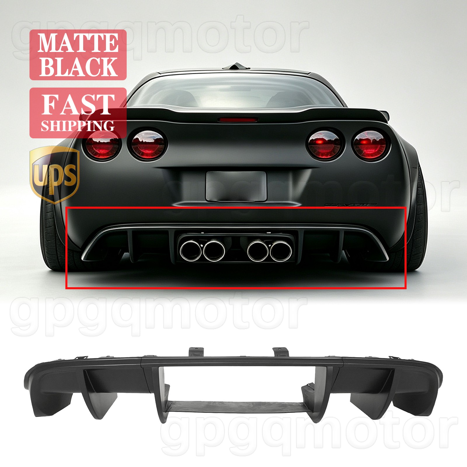 For Corvette C6 2005-2013 Performance Style Matte Black Rear Bumper Lip Diffuser For Corvette C6 2005-2013 Performance Style Matte Black Rear Bumper Lip Diffuser