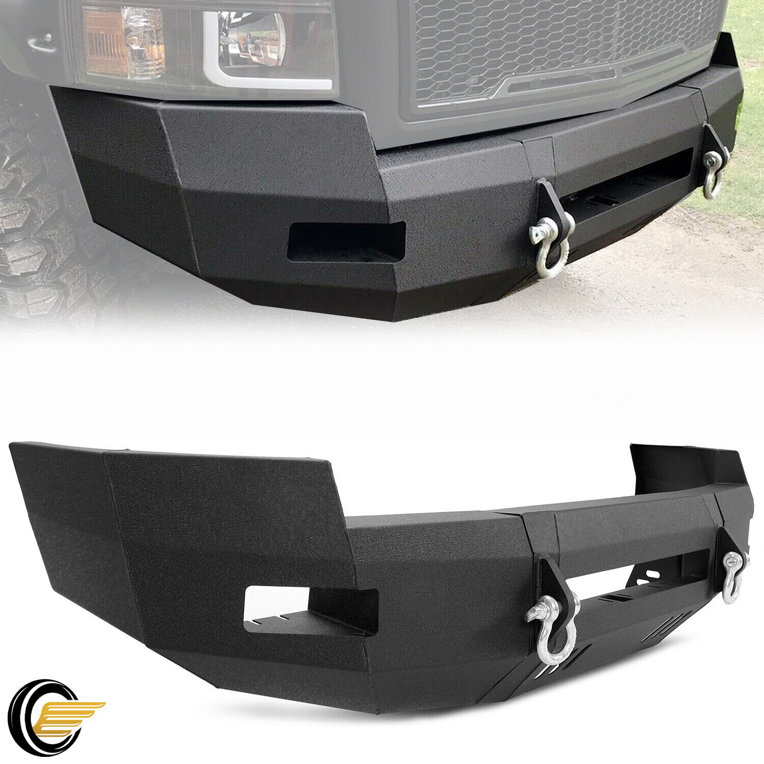 3PCS Powder Coated Front Bumper For 2007-2010 Chevrolet Silverado 2500 3500 HD