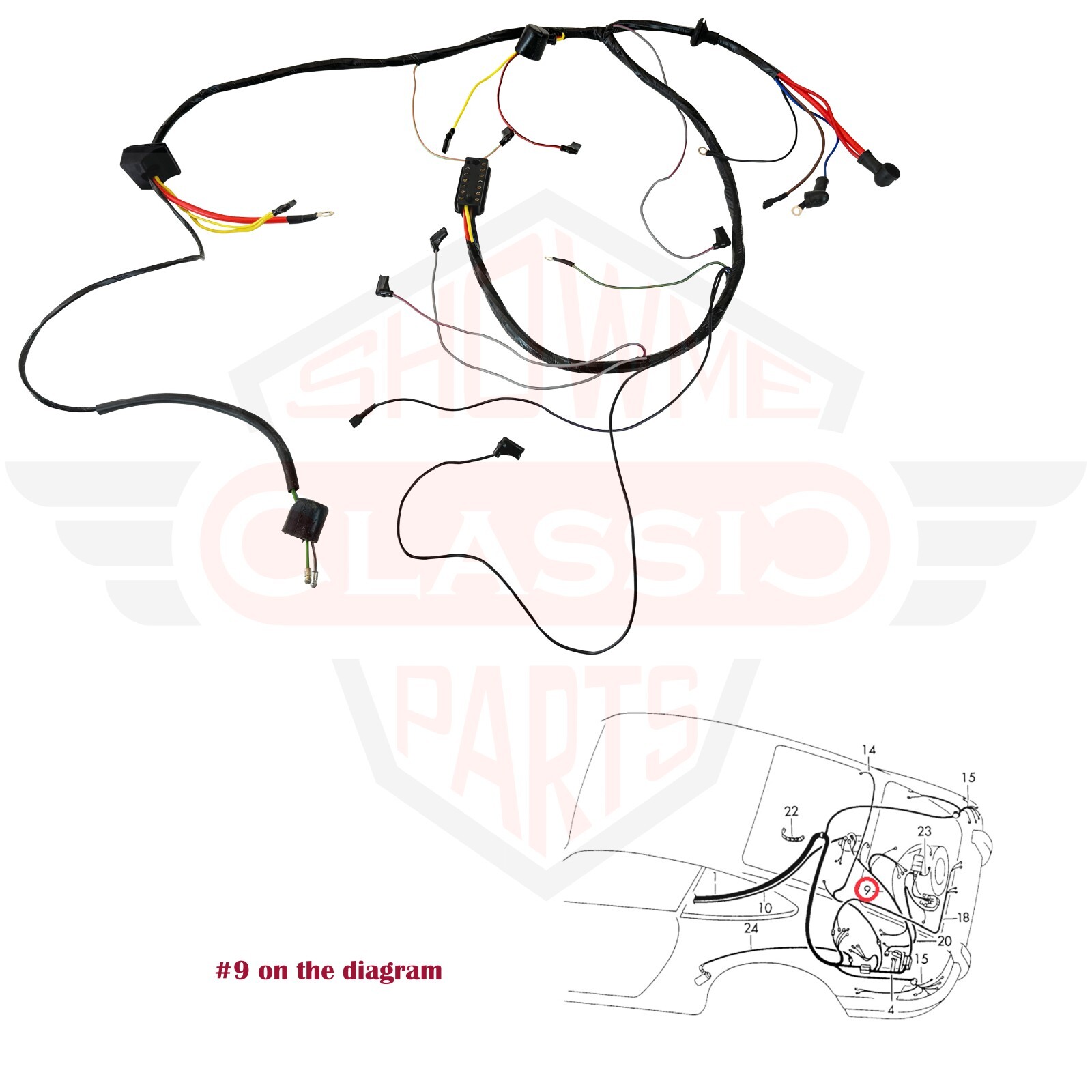 1970-1971 Porsche 911 Engine Wiring Harness Motorola Alternator 91161201700