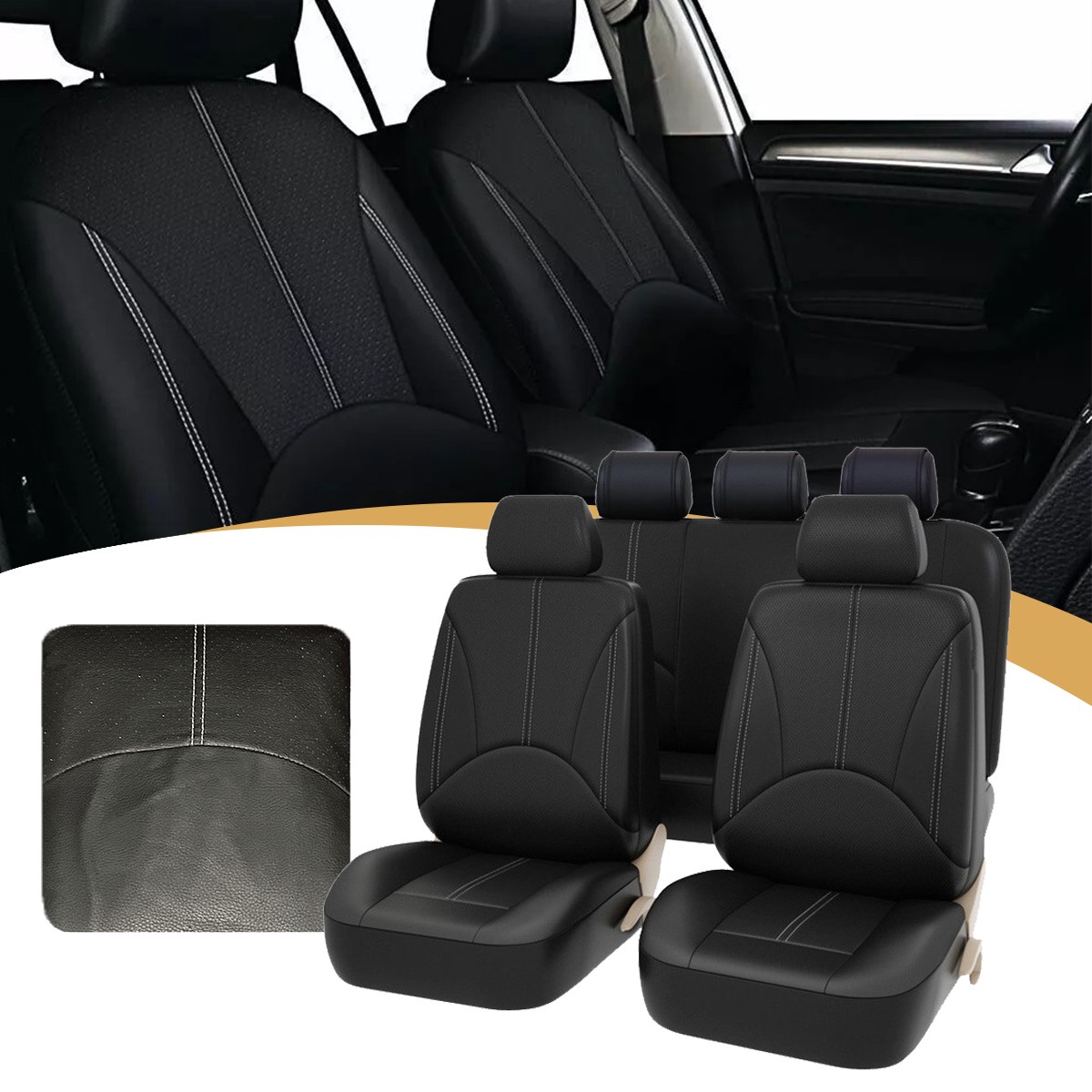 5-asientos Cubreasientos De Cuero PU Para Autos Cubre Fundas Asientos De Carros