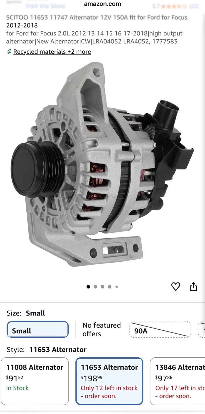 150A Alternator Ford Focus 2.0L 2012-18 SE SEL Titanium Electric CW LRA04052