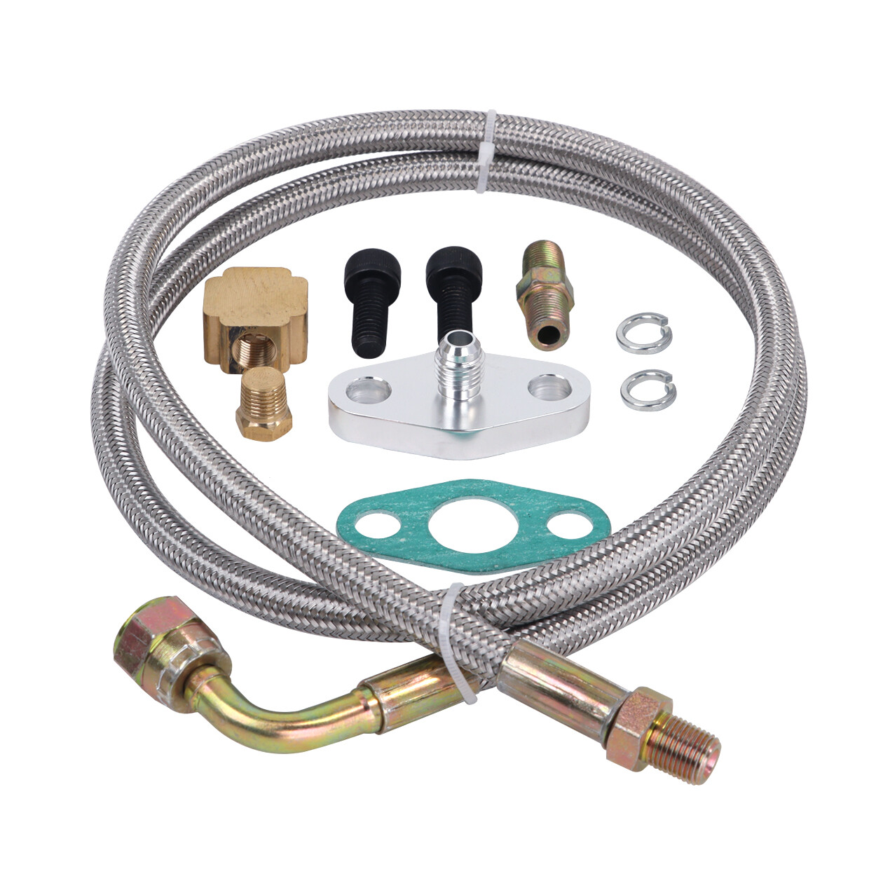 LokoCar Turbo Oil Feed Line Kit T3 T4 T60 T61 T70 1/8 PNT 90 Degree 41\ LokoCar Turbo Oil Feed Line Kit T3 T4 T60 T61 T70 1/8 PNT 90 Degree 41\