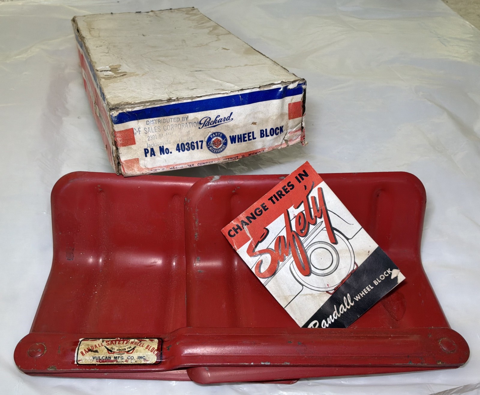 NOS vintage 1940's Accessory PACKARD antique auto OLD car EMERGENCY WHEEL BLOCK