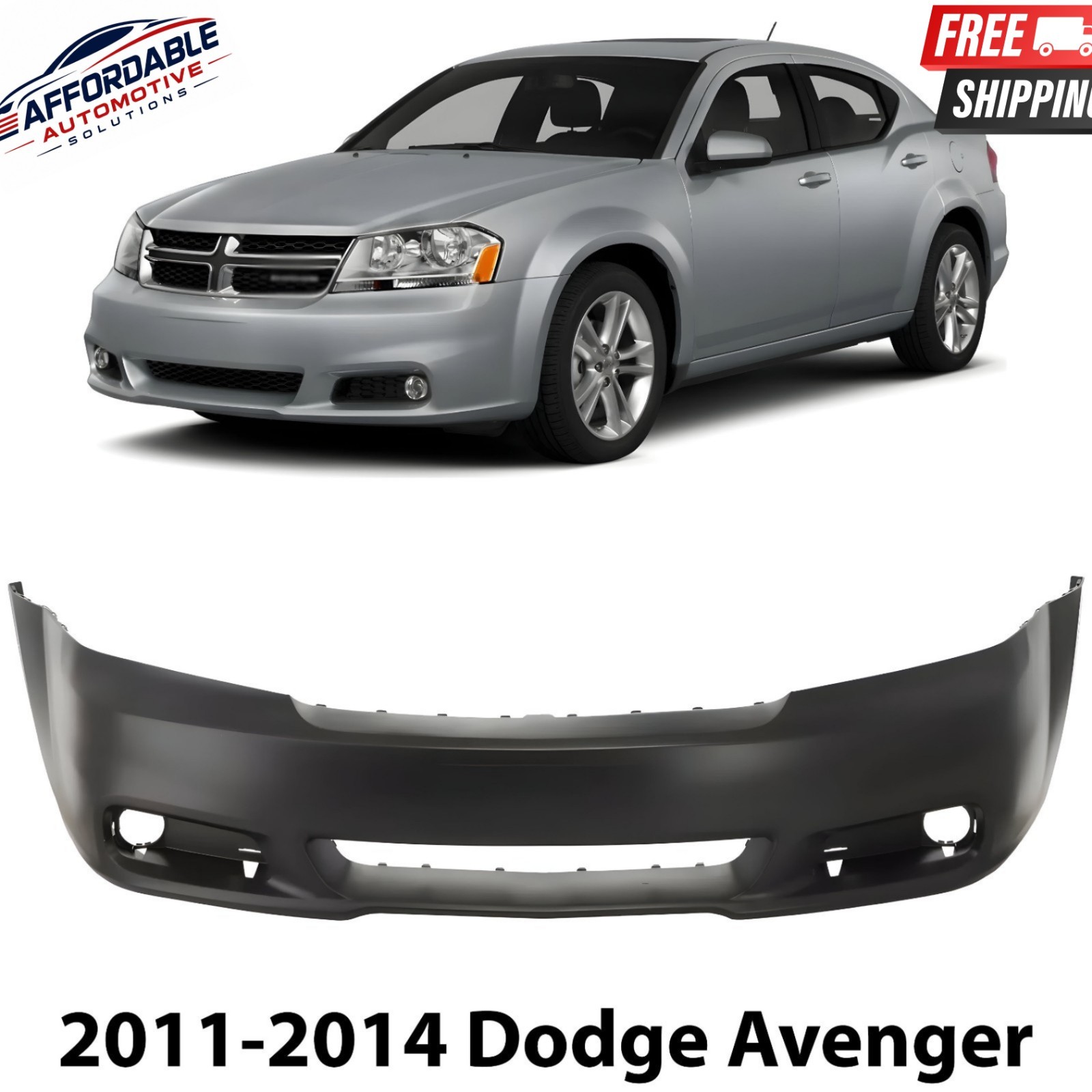 Front Bumper Cover Primed Plastic For 2011-2014 Dodge Avenger