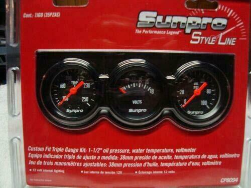 Mini Triple Gauge Kit Black /Black Beze Sunpro 1 1/2 Mini Triple Gauge Kit Black /Black Beze Sunpro 1 1/2
