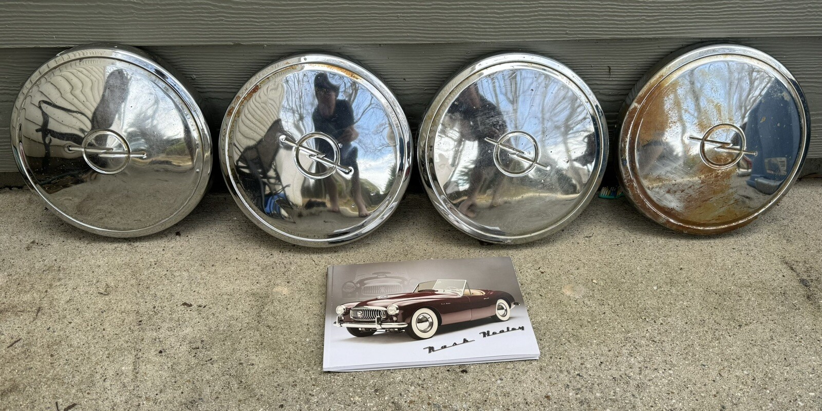 BUICK OPEL Dog Dish Wheel Covers Hubcaps Center Caps Antique VTG Chrome NASH