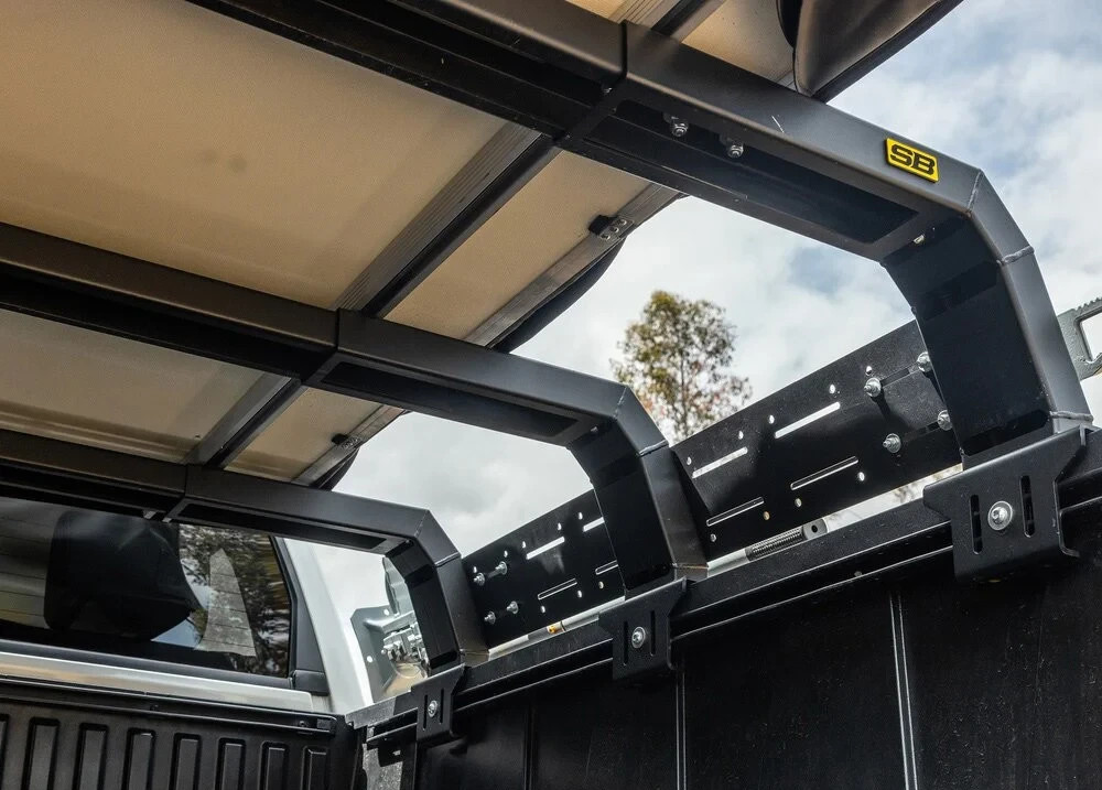 SmittyBilt Blk Universal Adjustable Truck Bed Rack for Overlanding Roof Top Tent