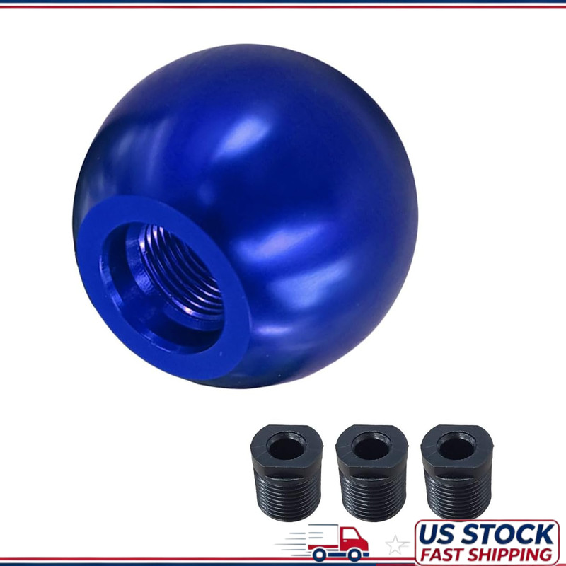 Aluminum Alloy Round Ball Shifter Blue, 3 Adapters M8 M10 M12, ManualColor: Blue